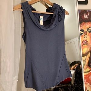 Navy Cowl Neck Sleeveless Tee